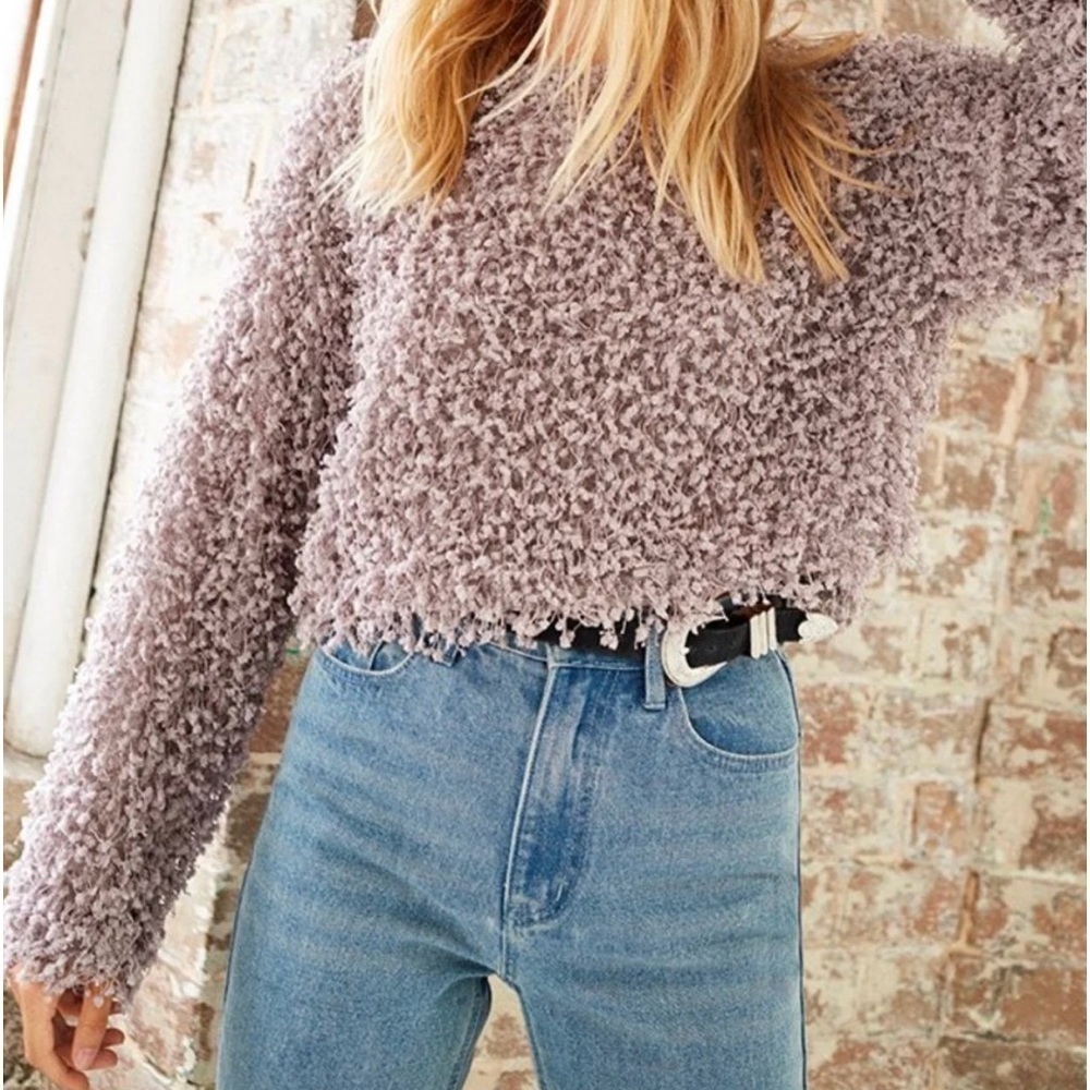 Somedays Lovin Cropped Top Sweater Dove Grey SZ Medium NEW WITH TAGS Retail $80